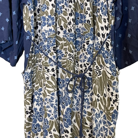 Free People Free People Mixed-Print Floral Mini Dress Size M Boho Beach Blue - Picture 7 of 12